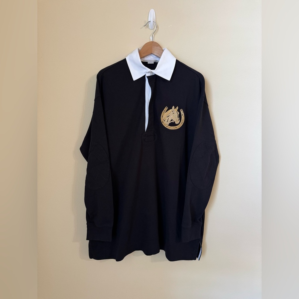 Stella McCartney Polo Club Oversized Rugby Top Shirt Black Large